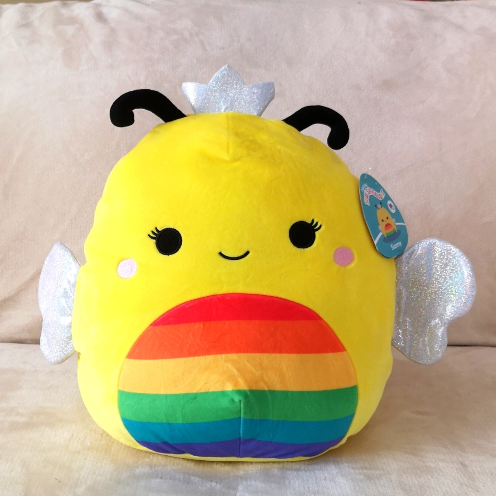 Squishmallow 12 inches Sunny, rainbow colors bee